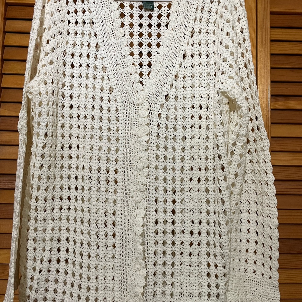 Lauren Ralph Lauren Cream Crochet Cardigan